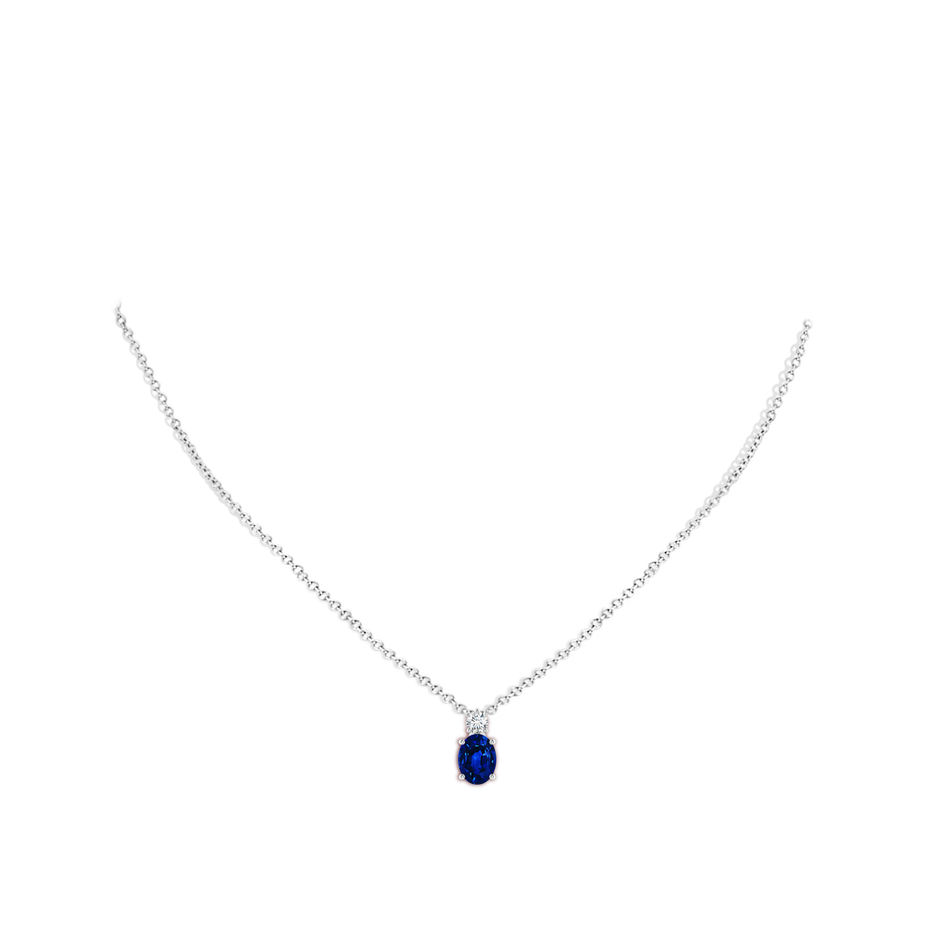 8x6mm AAAA Oval Sapphire Solitaire Pendant with Diamond in P950 Platinum pen