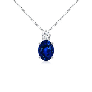 8x6mm Lab-Grown Oval Sapphire Solitaire Pendant with Diamond in White Gold