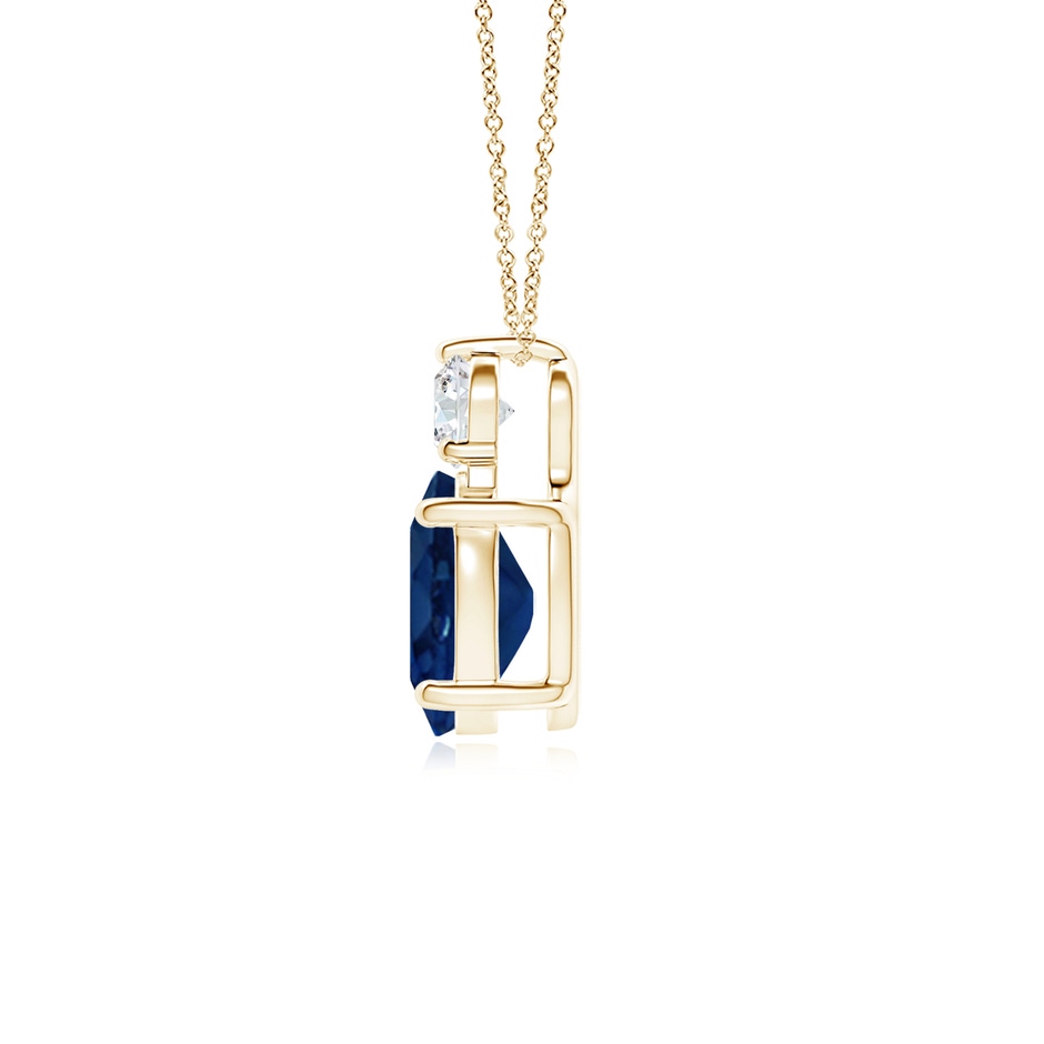9x7mm AA Oval Sapphire Solitaire Pendant with Diamond in Yellow Gold side 199