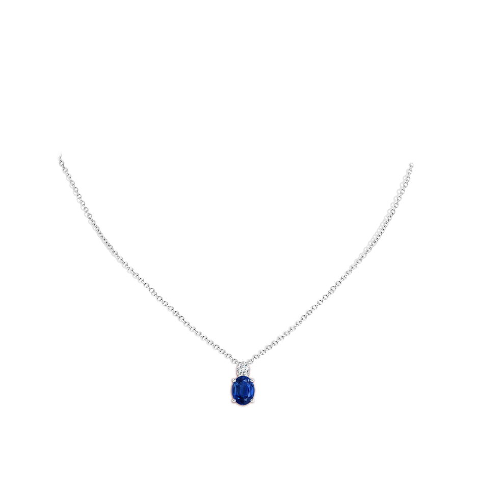 9x7mm AAA Oval Sapphire Solitaire Pendant with Diamond in P950 Platinum pen