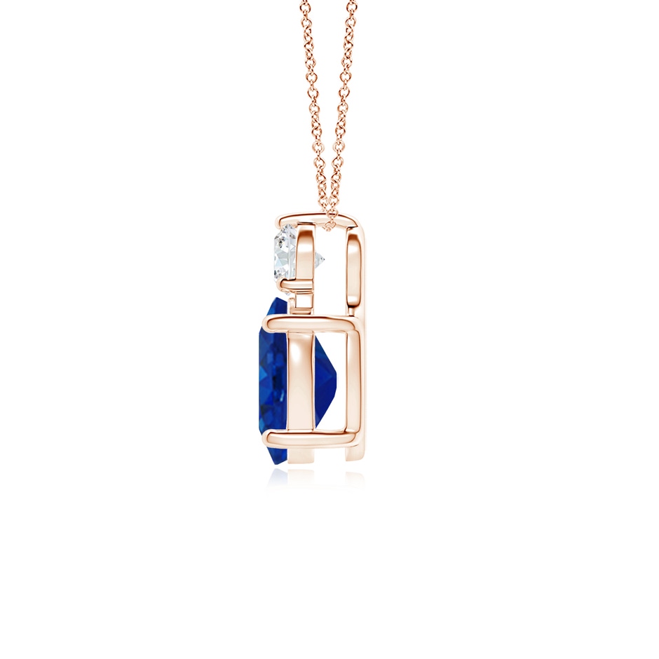 9x7mm AAA Oval Sapphire Solitaire Pendant with Diamond in Rose Gold side 199