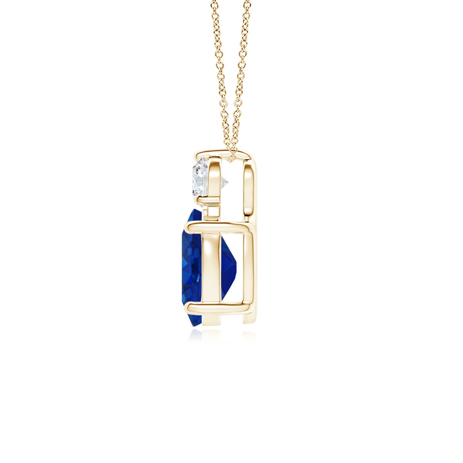 9x7mm AAA Oval Sapphire Solitaire Pendant with Diamond in Yellow Gold side 199