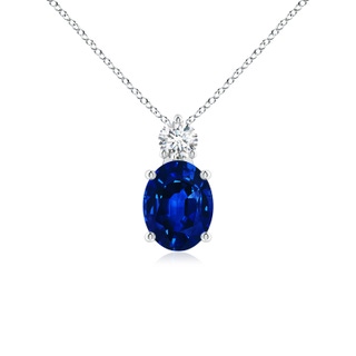 9x7mm AAAA Oval Sapphire Solitaire Pendant with Diamond in P950 Platinum