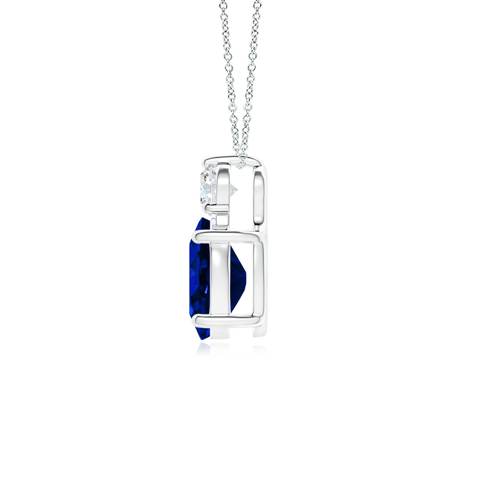 9x7mm AAAA Oval Sapphire Solitaire Pendant with Diamond in P950 Platinum side 199