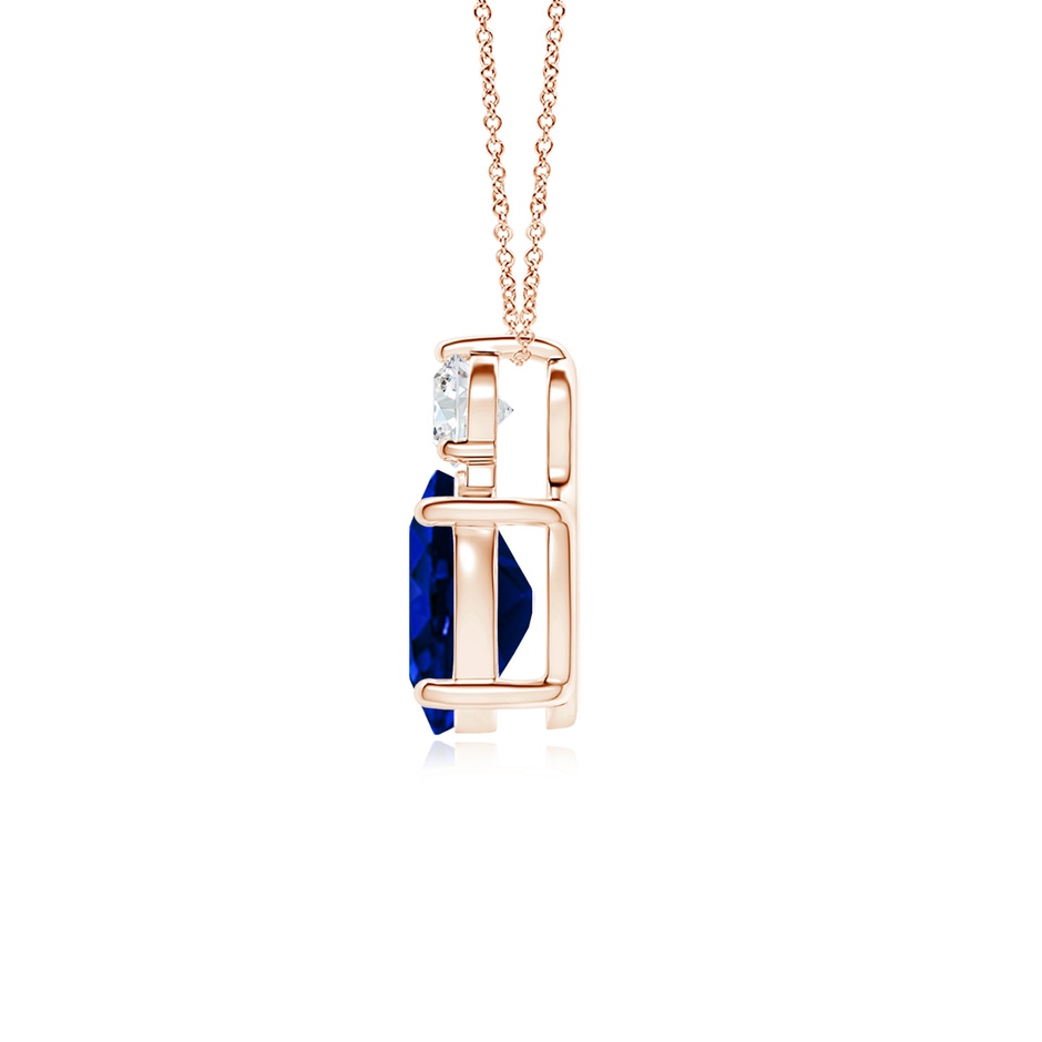 9x7mm AAAA Oval Sapphire Solitaire Pendant with Diamond in Rose Gold side 199