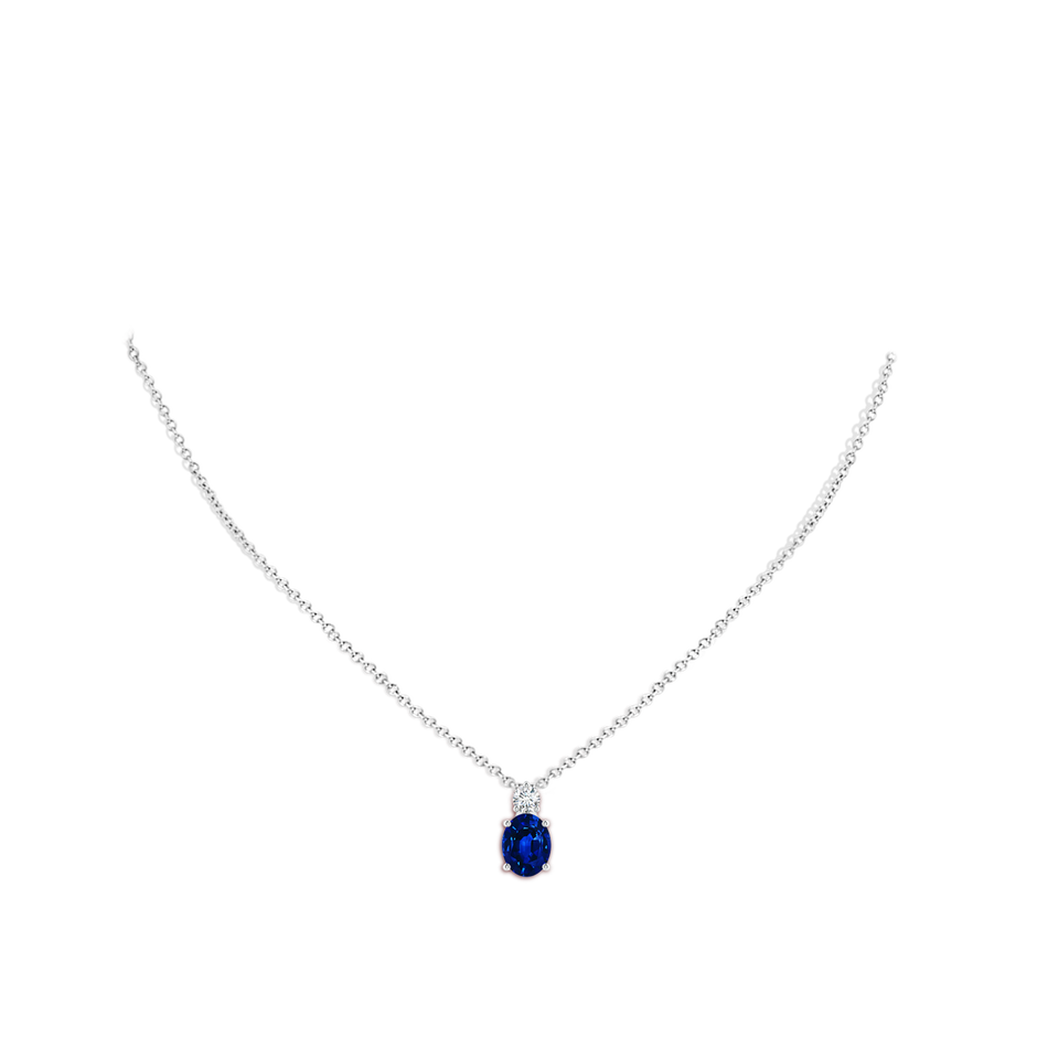 9x7mm AAAA Oval Sapphire Solitaire Pendant with Diamond in S999 Silver pen