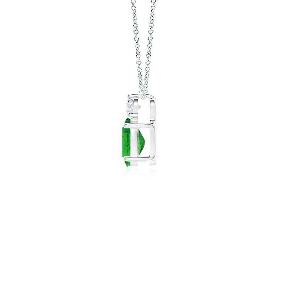 6x4mm AAA Oval Tsavorite Solitaire Pendant with Diamond in White Gold side-1
