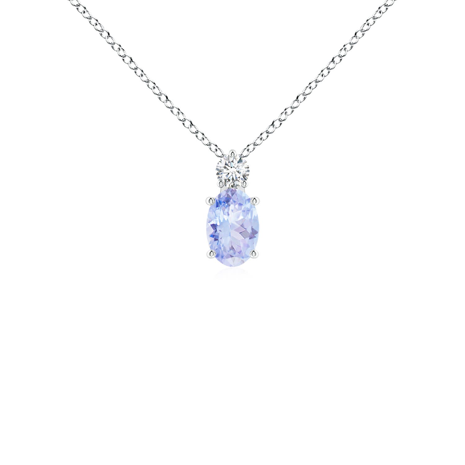 ANGARA 0.52 Ct Natural Tanzanite Pendant Necklace With Diamond in Silver
