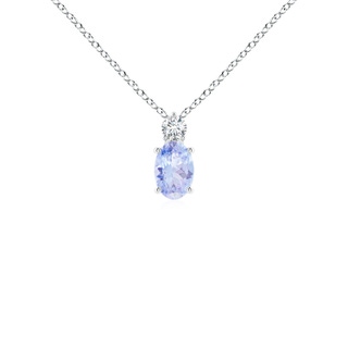 6x4mm A Oval Tanzanite Solitaire Pendant with Diamond in S999 Silver