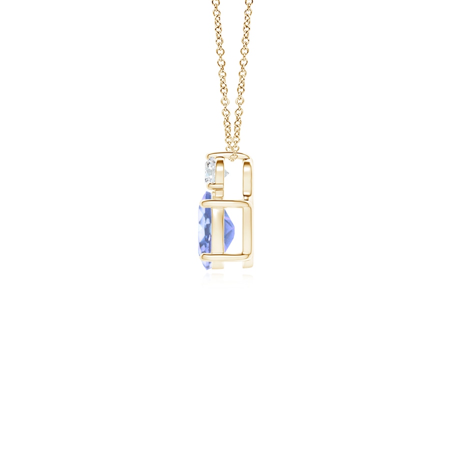 6x4mm A Oval Tanzanite Solitaire Pendant with Diamond in Yellow Gold side-1