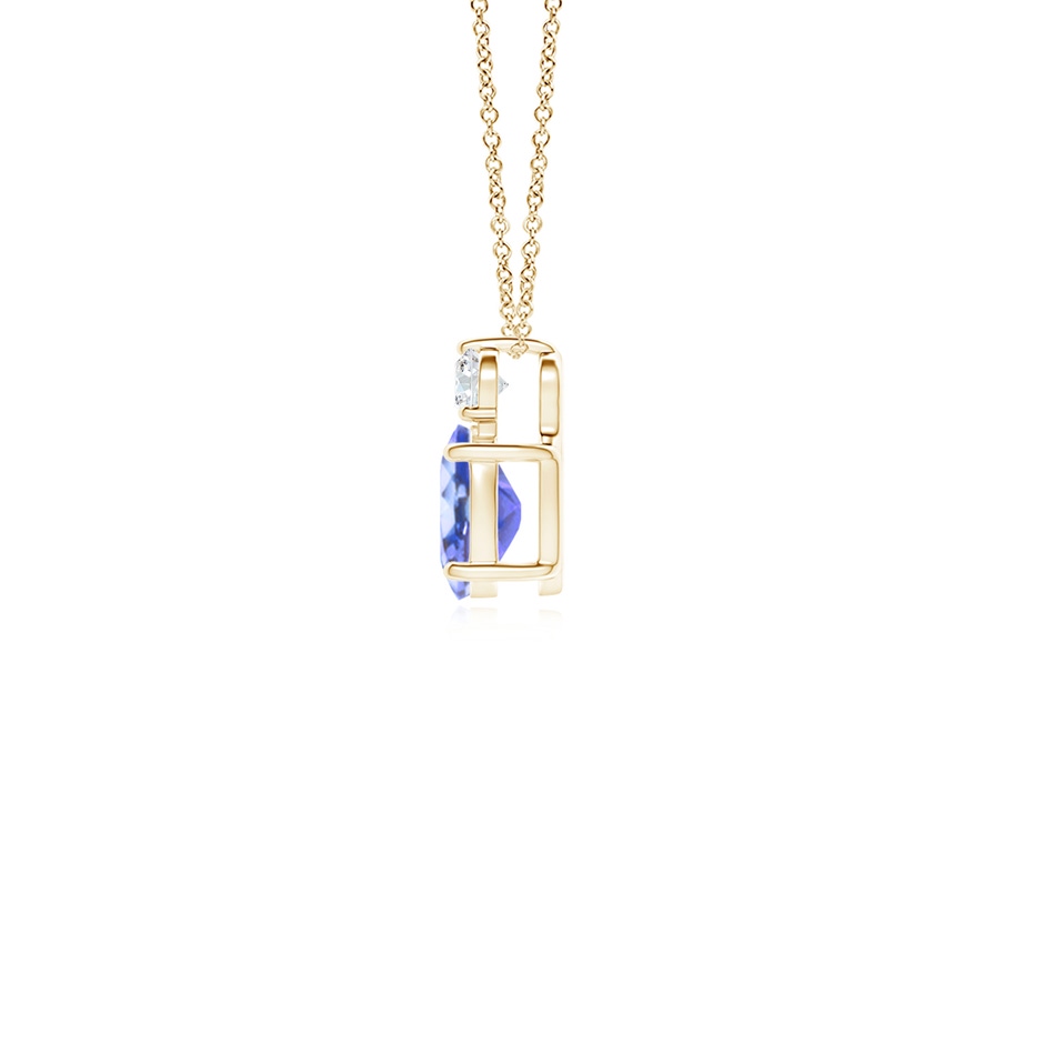 6x4mm AA Oval Tanzanite Solitaire Pendant with Diamond in 9K Yellow Gold side-1