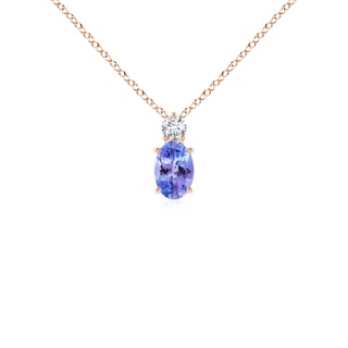 6x4mm AAA Oval Tanzanite Solitaire Pendant with Diamond in Rose Gold