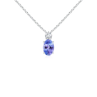6x4mm AAA Oval Tanzanite Solitaire Pendant with Diamond in White Gold