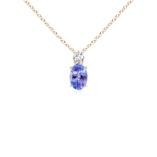 6x4mm AAA Oval Tanzanite Solitaire Pendant with Diamond in Yellow Gold