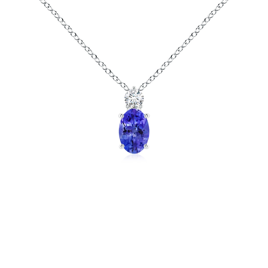 6x4mm AAAA Oval Tanzanite Solitaire Pendant with Diamond in P950 Platinum 