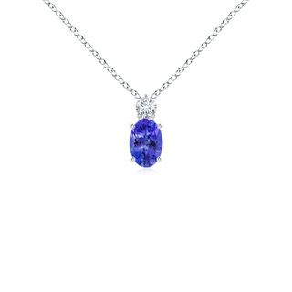 6x4mm AAAA Oval Tanzanite Solitaire Pendant with Diamond in White Gold
