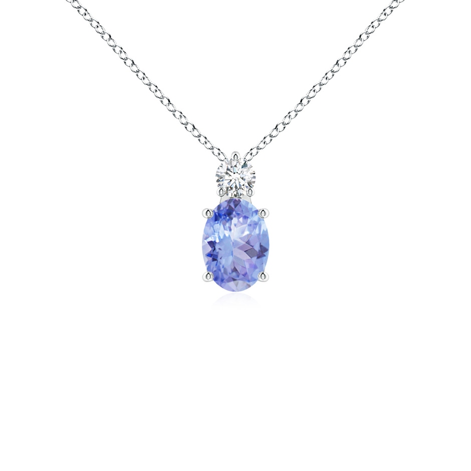 7x5mm A Oval Tanzanite Solitaire Pendant with Diamond in S999 Silver 