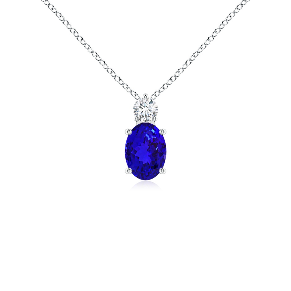 7x5mm AAAA Oval Tanzanite Solitaire Pendant with Diamond in P950 Platinum 
