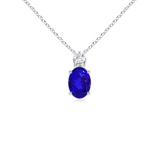 7x5mm AAAA Oval Tanzanite Solitaire Pendant with Diamond in White Gold