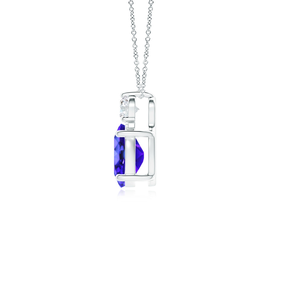 8x6mm AAA Oval Tanzanite Solitaire Pendant with Diamond in White Gold side-1