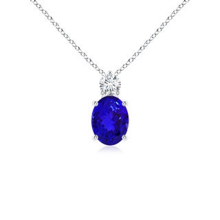 8x6mm AAAA Oval Tanzanite Solitaire Pendant with Diamond in P950 Platinum