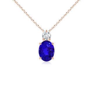 8x6mm AAAA Oval Tanzanite Solitaire Pendant with Diamond in Rose Gold