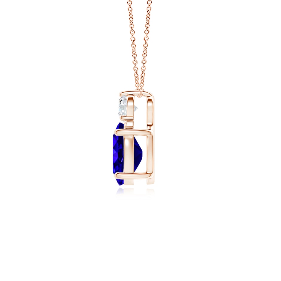 8x6mm AAAA Oval Tanzanite Solitaire Pendant with Diamond in Rose Gold side-1