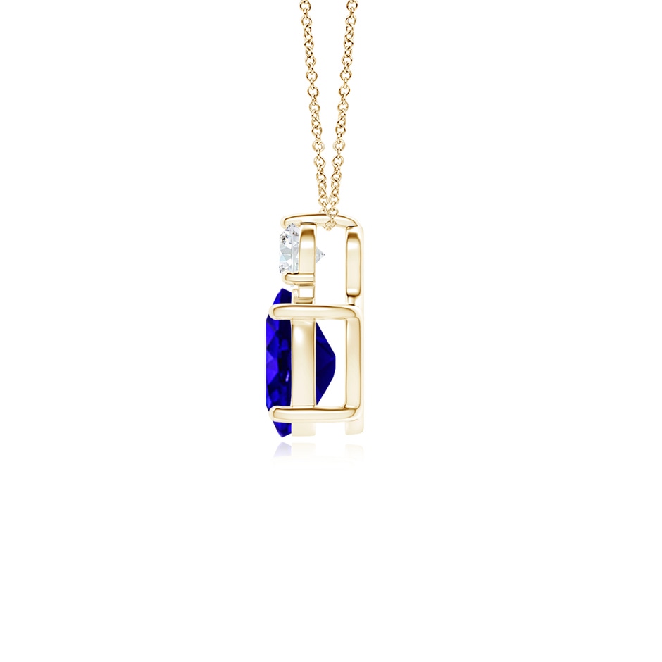8x6mm AAAA Oval Tanzanite Solitaire Pendant with Diamond in Yellow Gold side-1