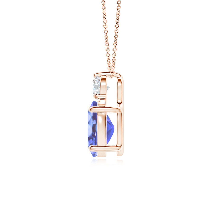 9x7mm A Oval Tanzanite Solitaire Pendant with Diamond in Rose Gold side-1