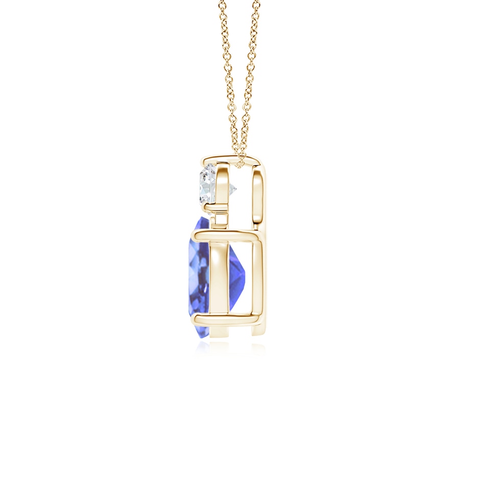 9x7mm A Oval Tanzanite Solitaire Pendant with Diamond in Yellow Gold side-1