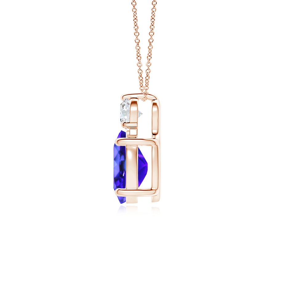 9x7mm AAA Oval Tanzanite Solitaire Pendant with Diamond in Rose Gold side-1
