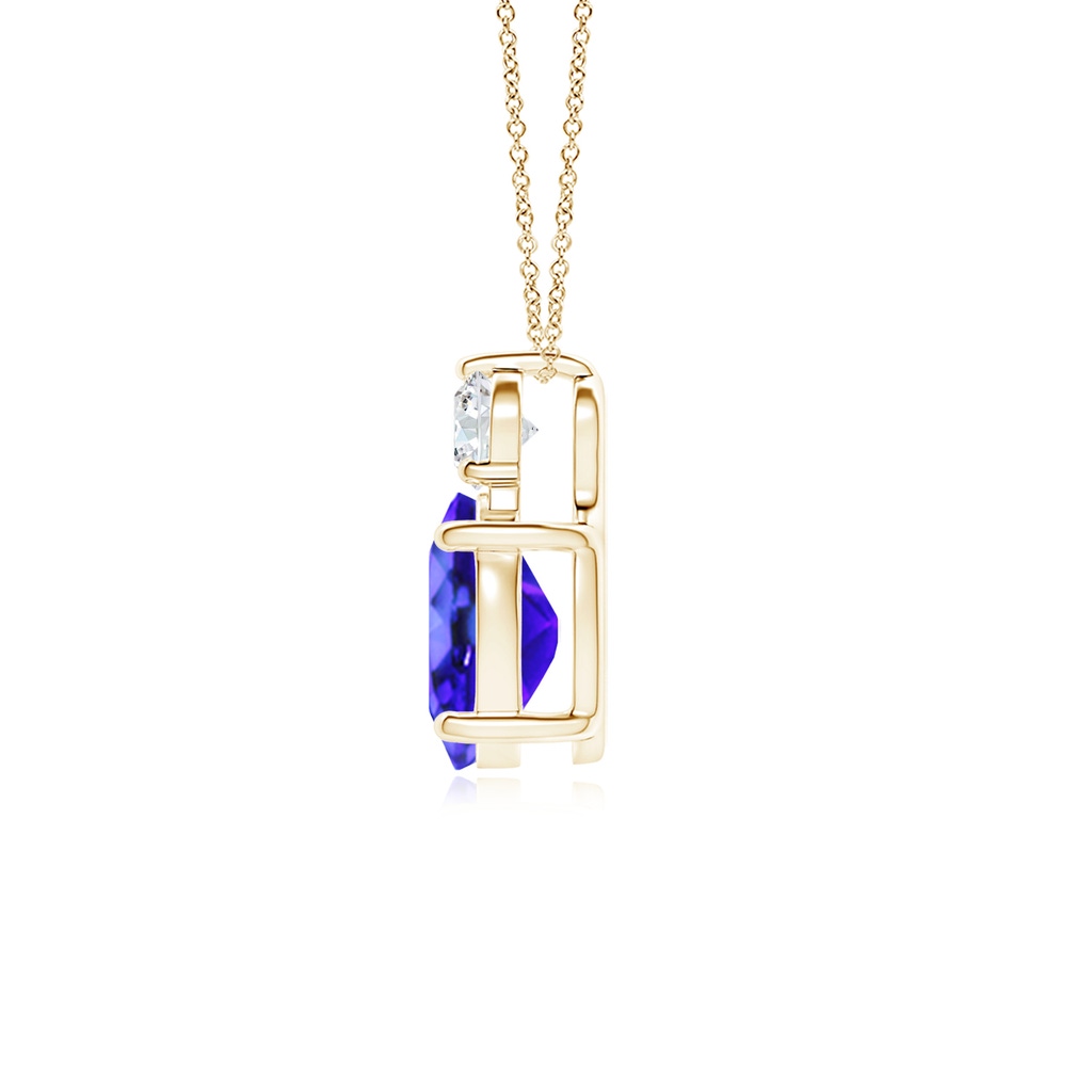 9x7mm AAA Oval Tanzanite Solitaire Pendant with Diamond in Yellow Gold Side-1