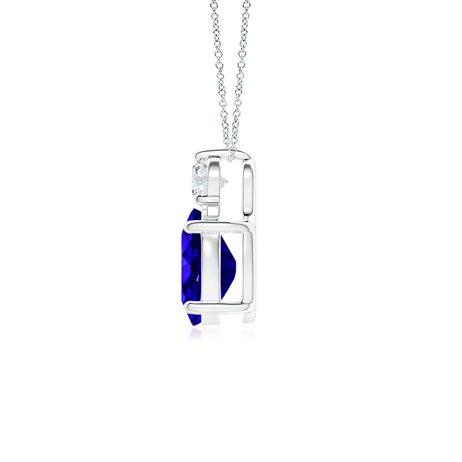 9x7mm AAAA Oval Tanzanite Solitaire Pendant with Diamond in P950 Platinum side-1