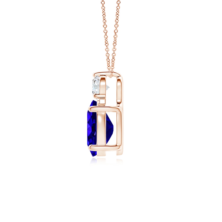 9x7mm AAAA Oval Tanzanite Solitaire Pendant with Diamond in Rose Gold side-1