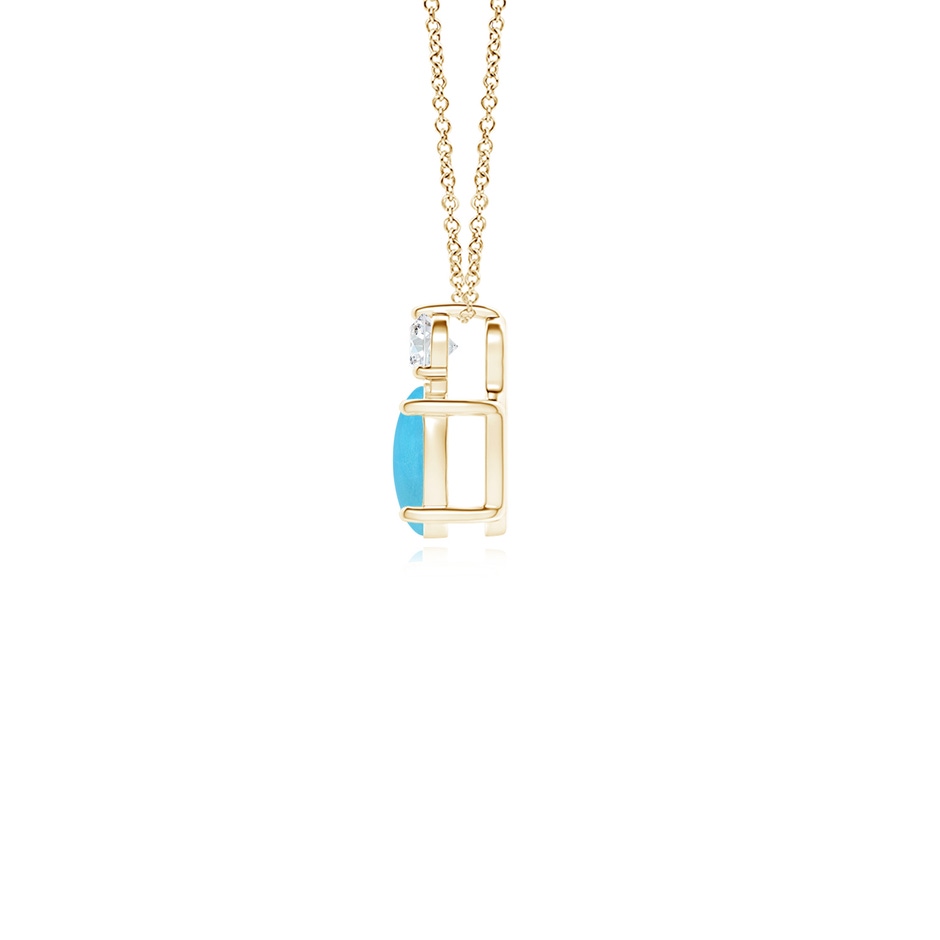 6x4mm AA Oval Turquoise Solitaire Pendant with Diamond in Yellow Gold side-1