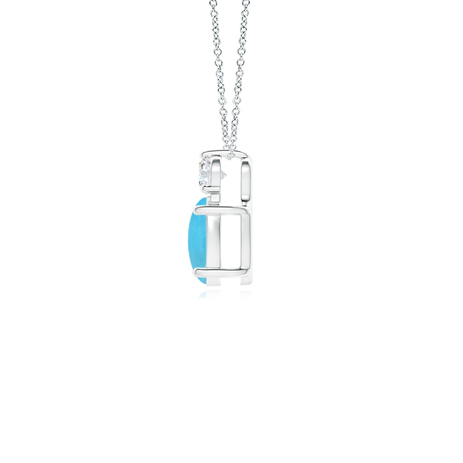 7x5mm AA Oval Turquoise Solitaire Pendant with Diamond in White Gold side-1