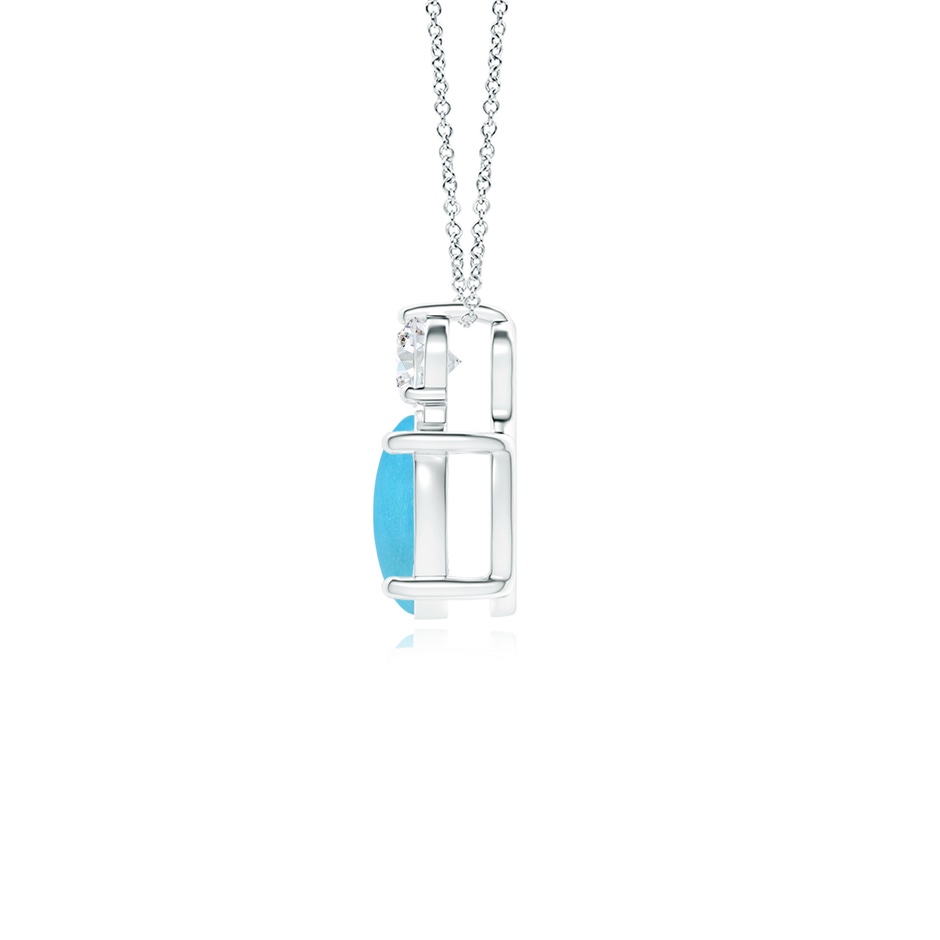 8x6mm AA Oval Turquoise Solitaire Pendant with Diamond in S999 Silver side-1