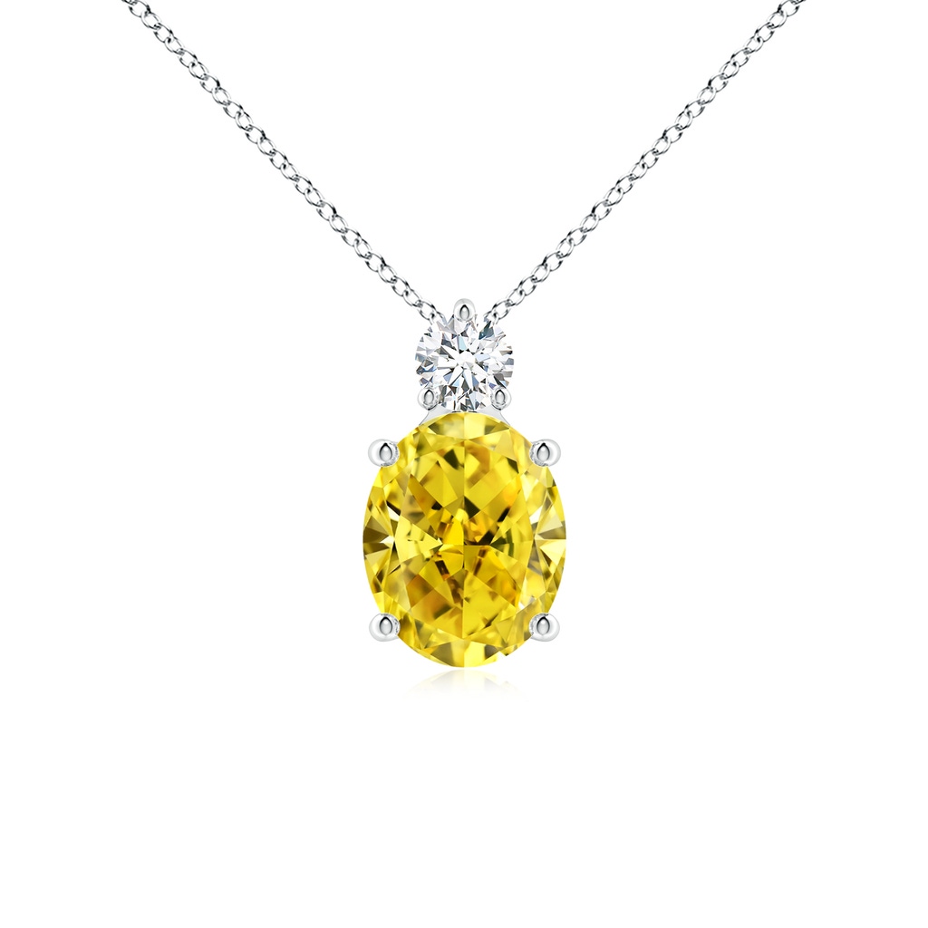 10x8mm AAAA Oval Fancy Intense Yellow Diamond Solitaire Pendant in P950 Platinum