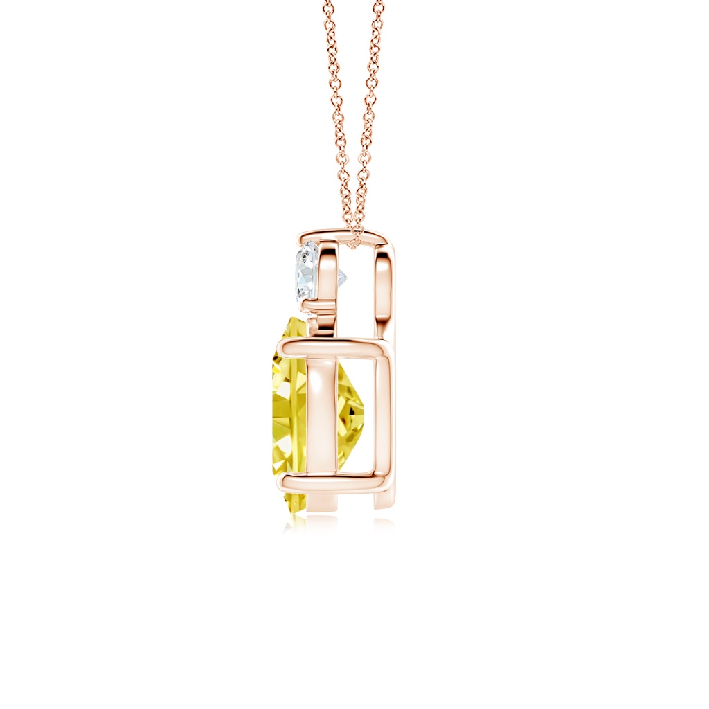 10x8mm AAAA Oval Fancy Intense Yellow Diamond Solitaire Pendant in Rose Gold - side 199