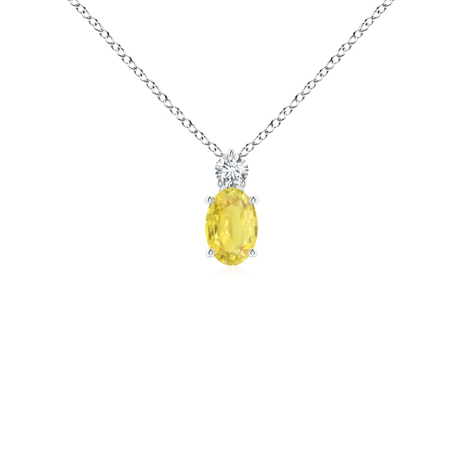 6x4mm A Oval Yellow Sapphire Solitaire Pendant with Diamond in S999 Silver 