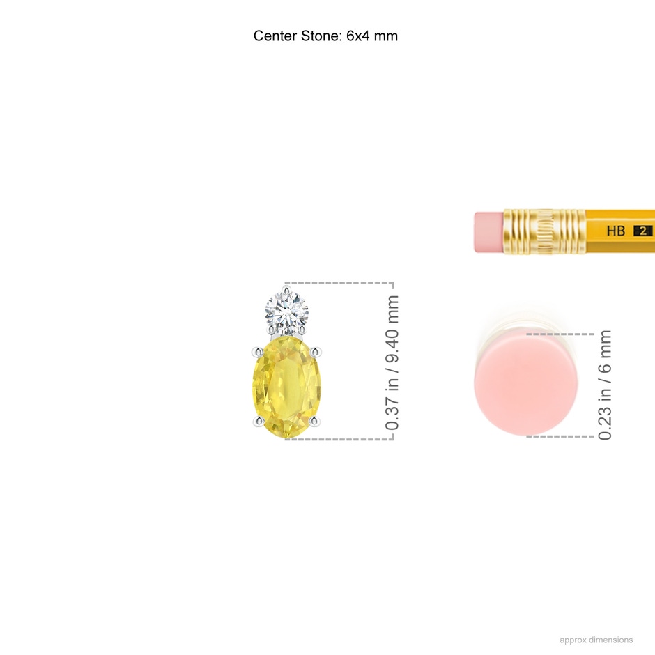 6x4mm A Oval Yellow Sapphire Solitaire Pendant with Diamond in S999 Silver ruler