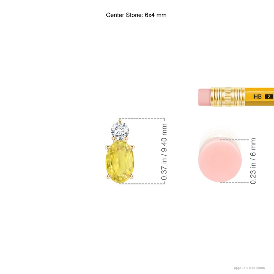 6x4mm A Oval Yellow Sapphire Solitaire Pendant with Diamond in Yellow Gold ruler