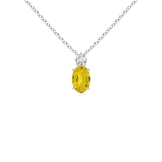 6x4mm AAA Oval Yellow Sapphire Solitaire Pendant with Diamond in 10K White Gold