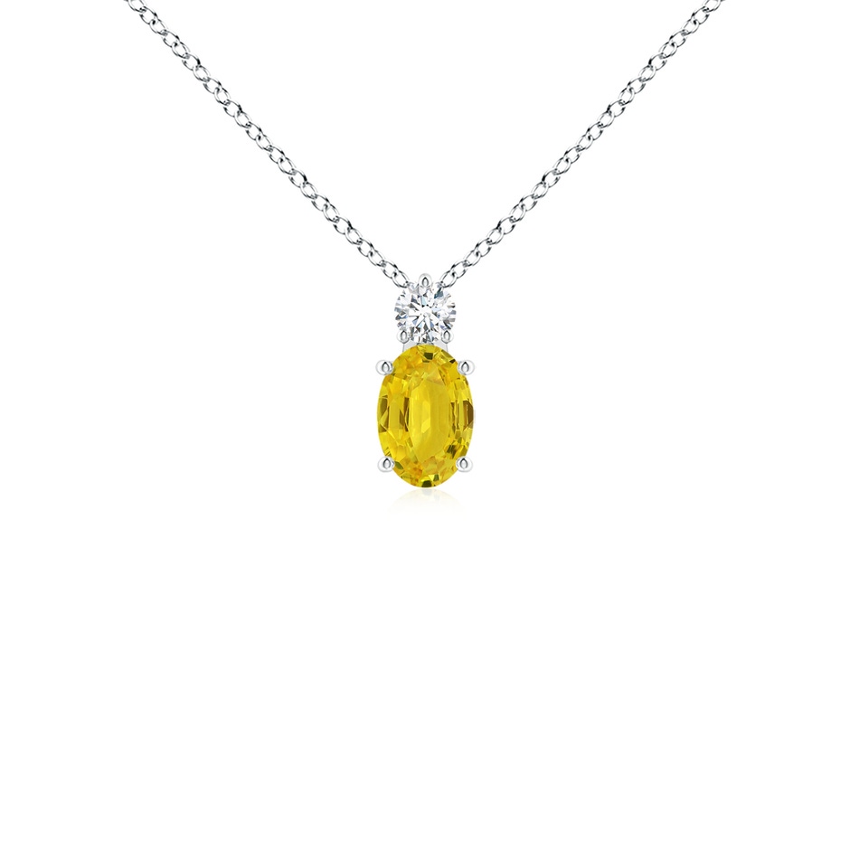 6x4mm AAA Oval Yellow Sapphire Solitaire Pendant with Diamond in S999 Silver 