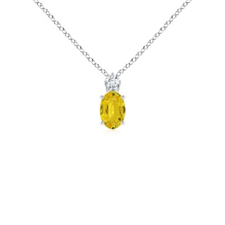 6x4mm AAA Oval Yellow Sapphire Solitaire Pendant with Diamond in White Gold