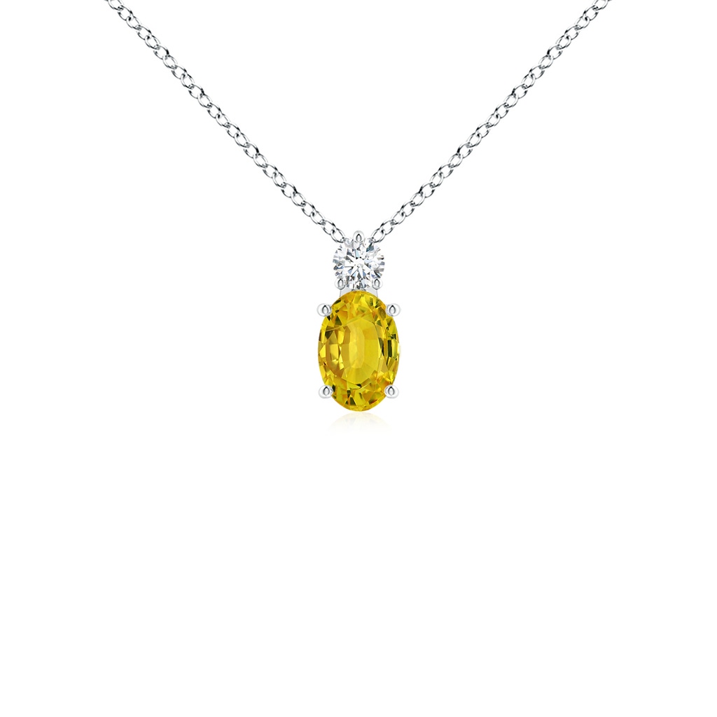 6x4mm AAAA Oval Yellow Sapphire Solitaire Pendant with Diamond in P950 Platinum