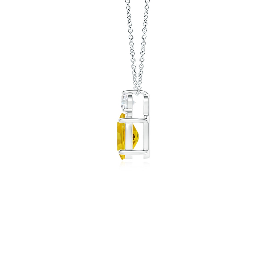 6x4mm AAAA Oval Yellow Sapphire Solitaire Pendant with Diamond in P950 Platinum side-1