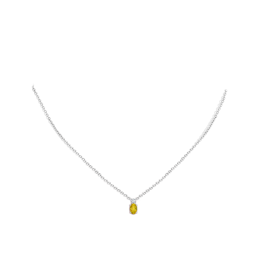 6x4mm AAAA Oval Yellow Sapphire Solitaire Pendant with Diamond in P950 Platinum Body-Neck