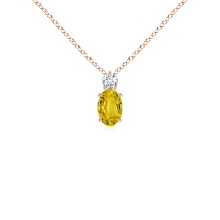 6x4mm AAAA Oval Yellow Sapphire Solitaire Pendant with Diamond in Rose Gold