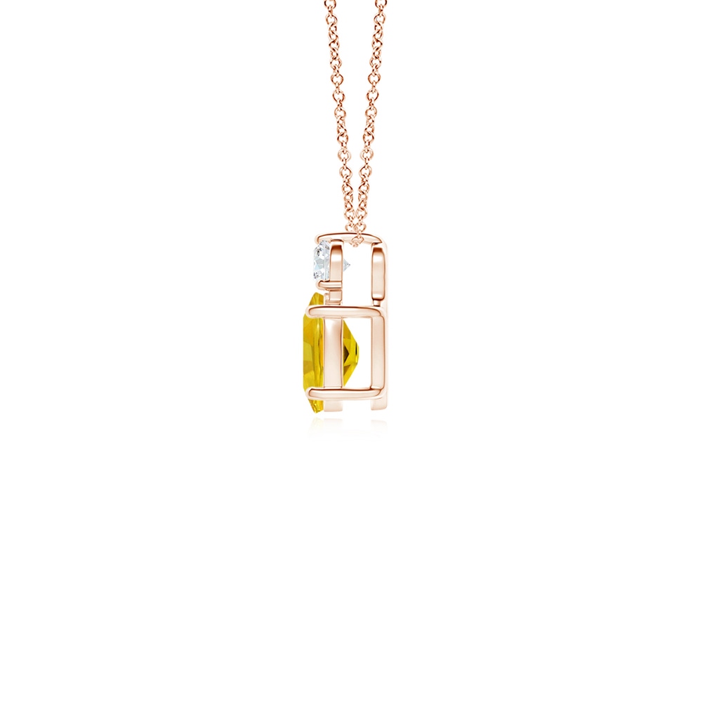6x4mm AAAA Oval Yellow Sapphire Solitaire Pendant with Diamond in Rose Gold Side-1